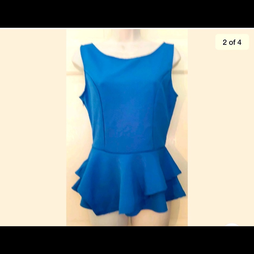 ARDEN B SKY Blue Stretch Fitted Sleeveless Top M